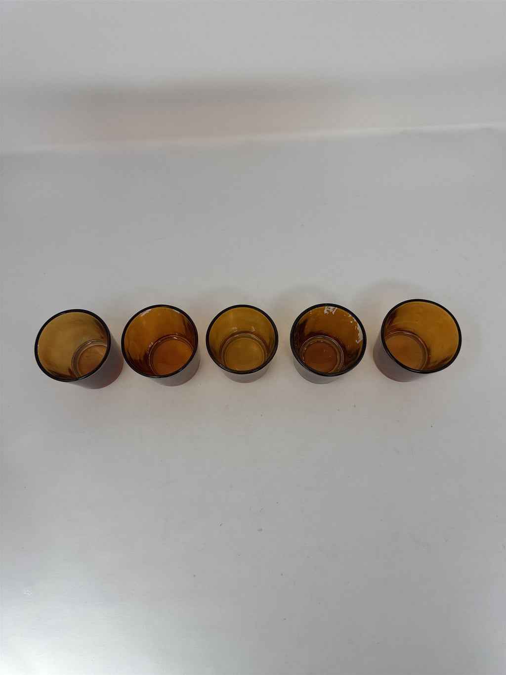 Set of 5 Amber Orange Glass Votive Tea Light Candle Holder Replacement Cups READ