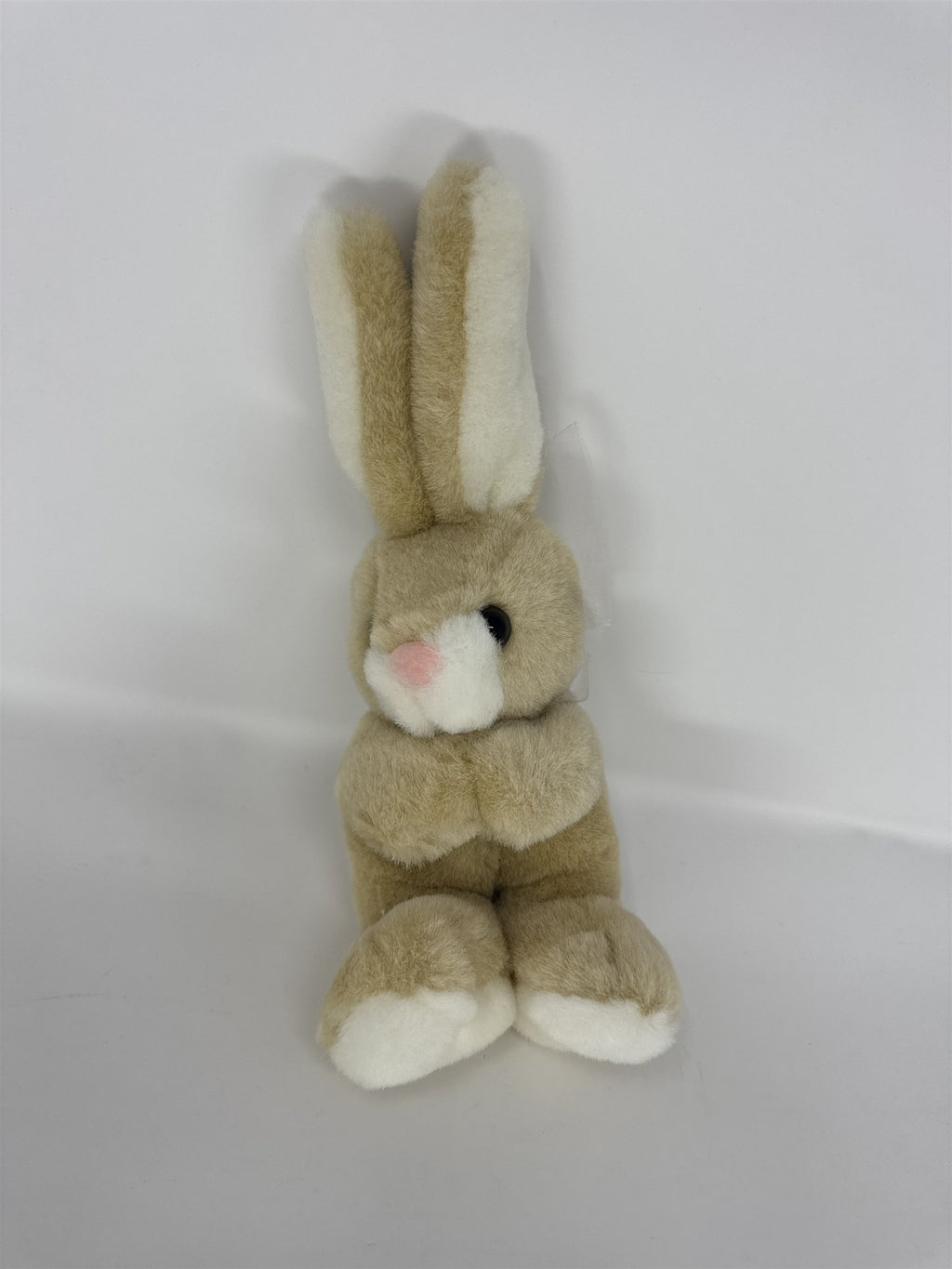 Vintage Wishpets Plush Bunny Tan White Stuffed Animal Rabbit Sitting Easter