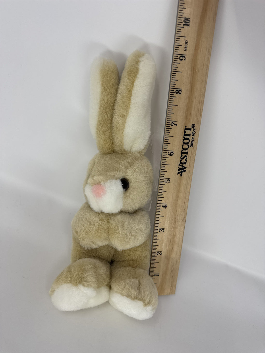 Vintage Wishpets Plush Bunny Tan White Stuffed Animal Rabbit Sitting Easter