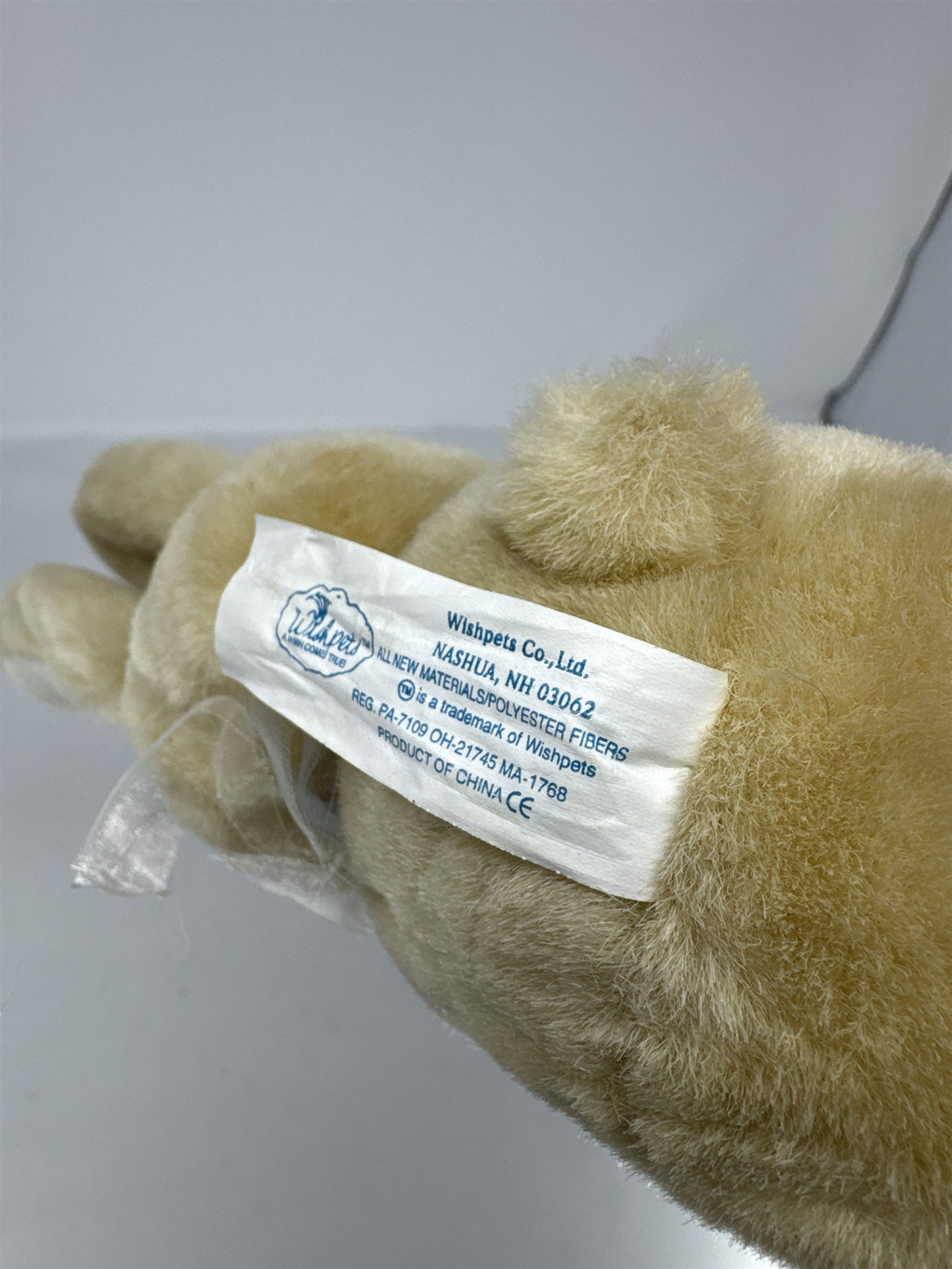 Vintage Wishpets Plush Bunny Tan White Stuffed Animal Rabbit Sitting Easter