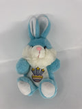 Vintage Dan-Dee Bunny Plush Turquoise Blue White Fluffy Rabbit Easter Egg