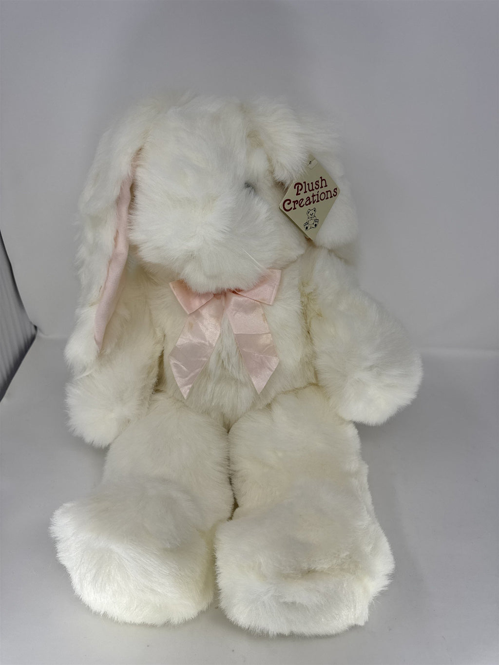 Giant Plush Creations Easter Bunny White Stuffed Animal Rabbit Pink Bow