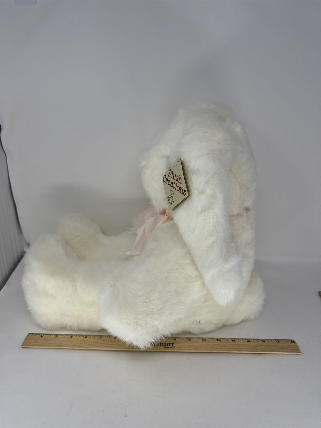Giant Plush Creations Easter Bunny White Stuffed Animal Rabbit Pink Bow
