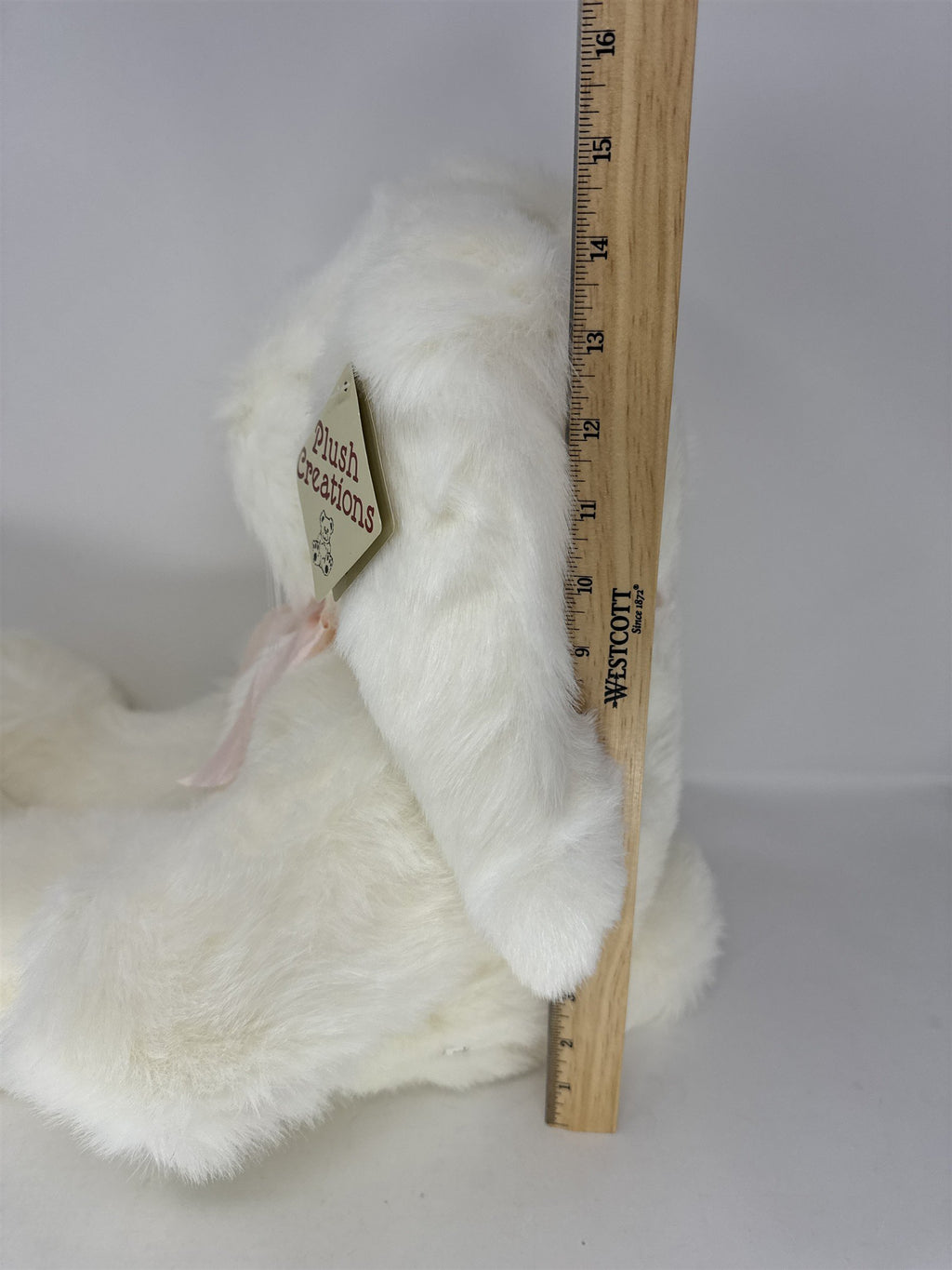 Giant Plush Creations Easter Bunny White Stuffed Animal Rabbit Pink Bow