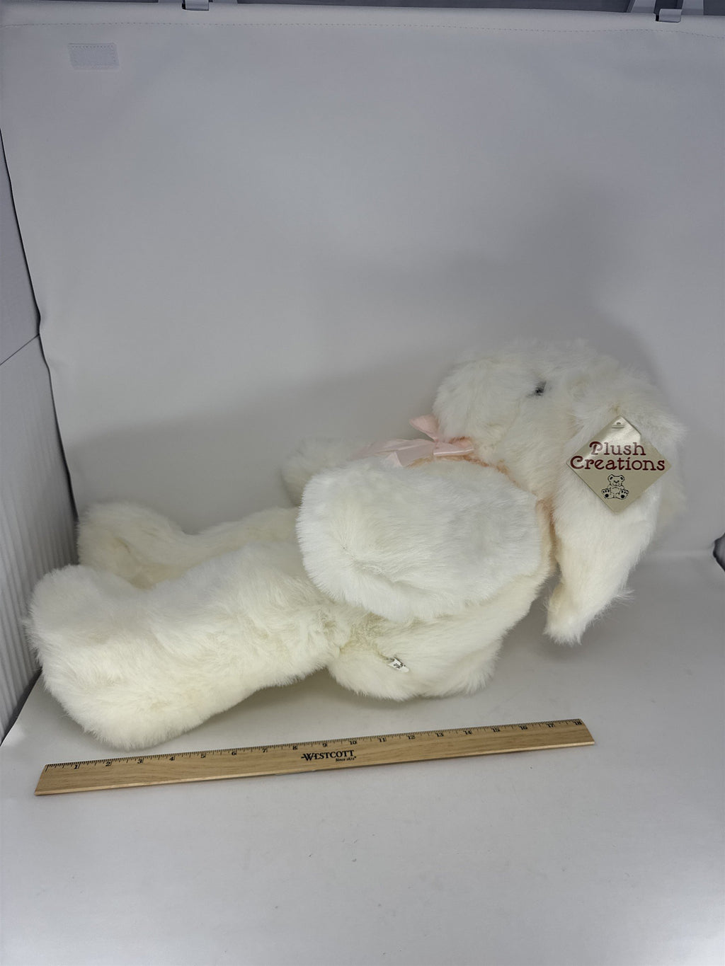 Giant Plush Creations Easter Bunny White Stuffed Animal Rabbit Pink Bow