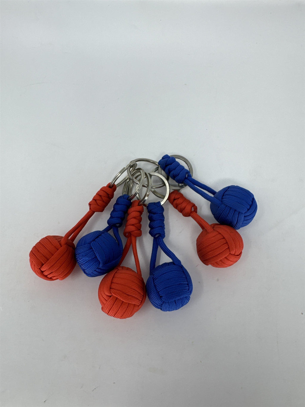 Lot 6 Paracord Monkey Fist Keychains Red Blue Survival Knot Key Ring EDC