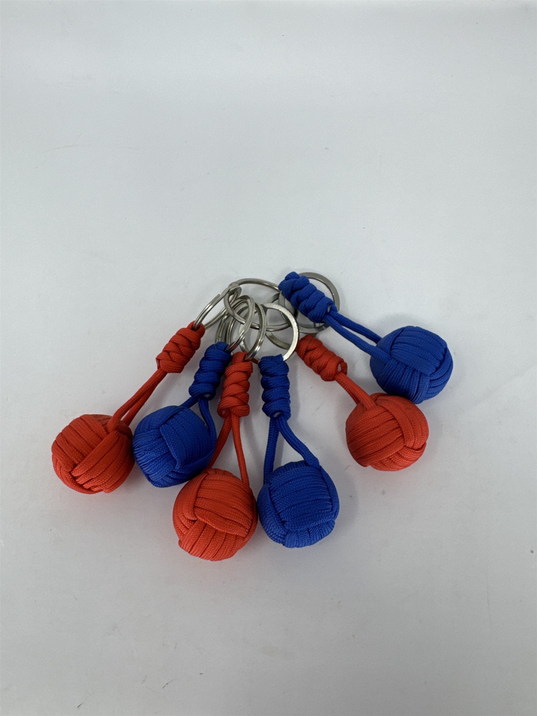Lot 6 Paracord Monkey Fist Keychains Red Blue Survival Knot Key Ring EDC