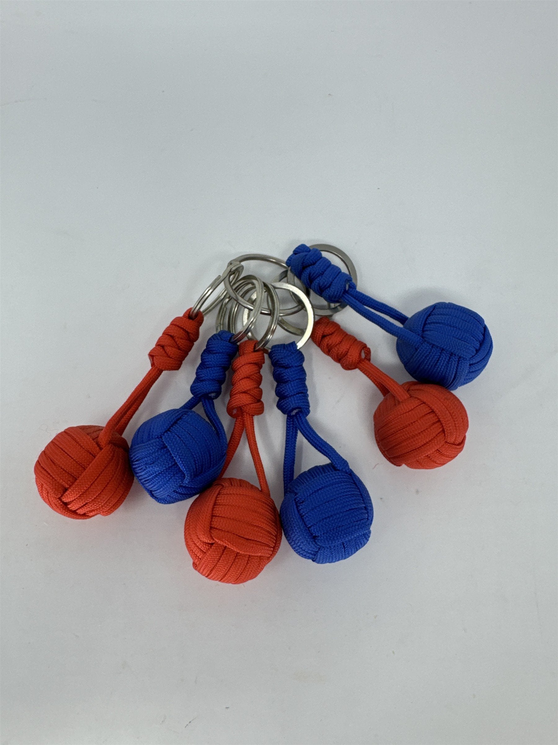 Lot 6 Paracord Monkey Fist Keychains Red Blue Survival Knot Key Ring EDC