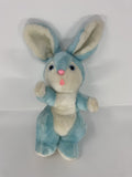 Vintage Blue Easter Bunny Plush White Chest Stuffed Animal Rabbit Pink Nose