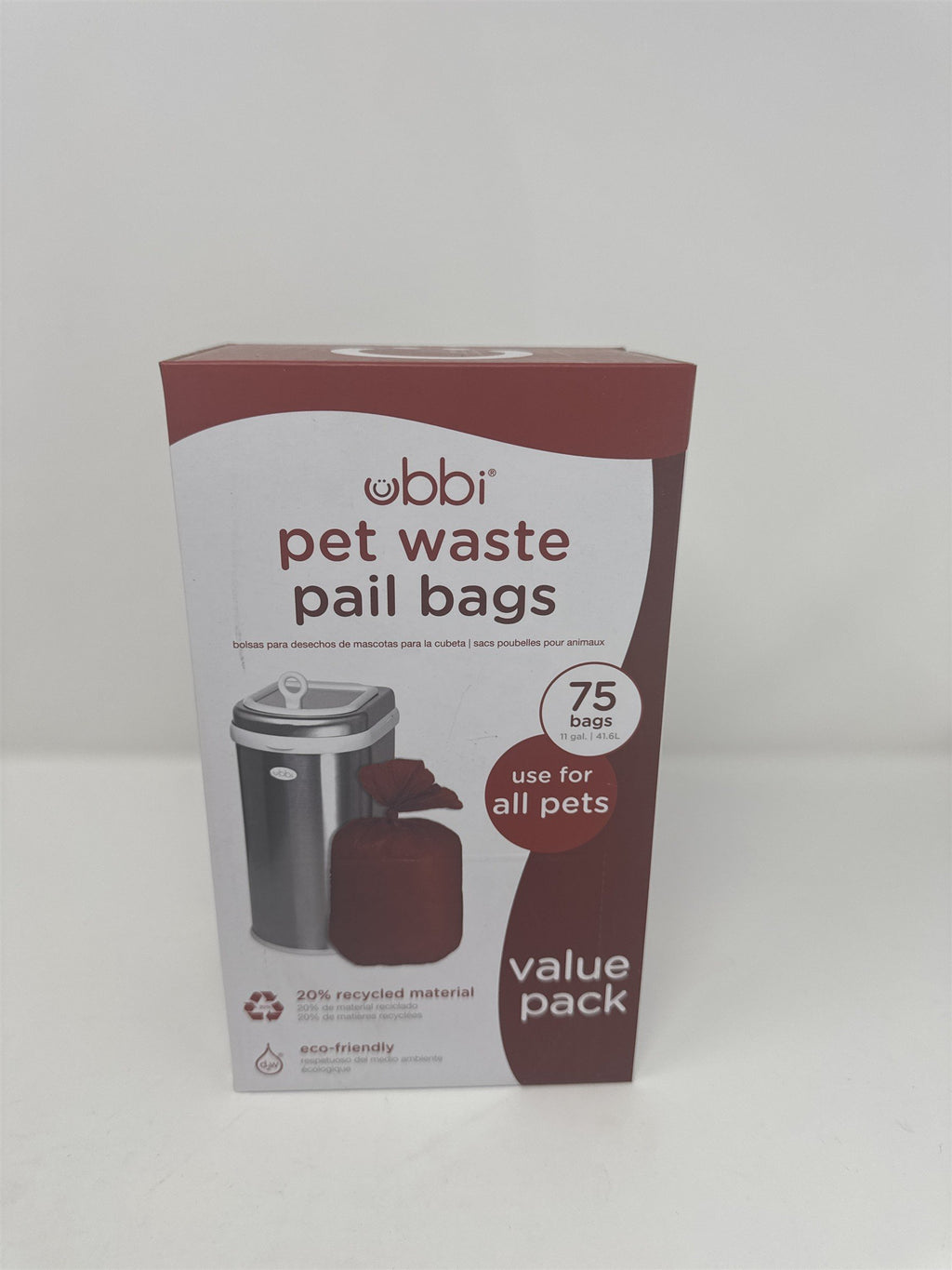 Ubbi Pet Waste Pail Bags 75 Count Value Pack 11 Gallon Eco-Friendly Recycled New