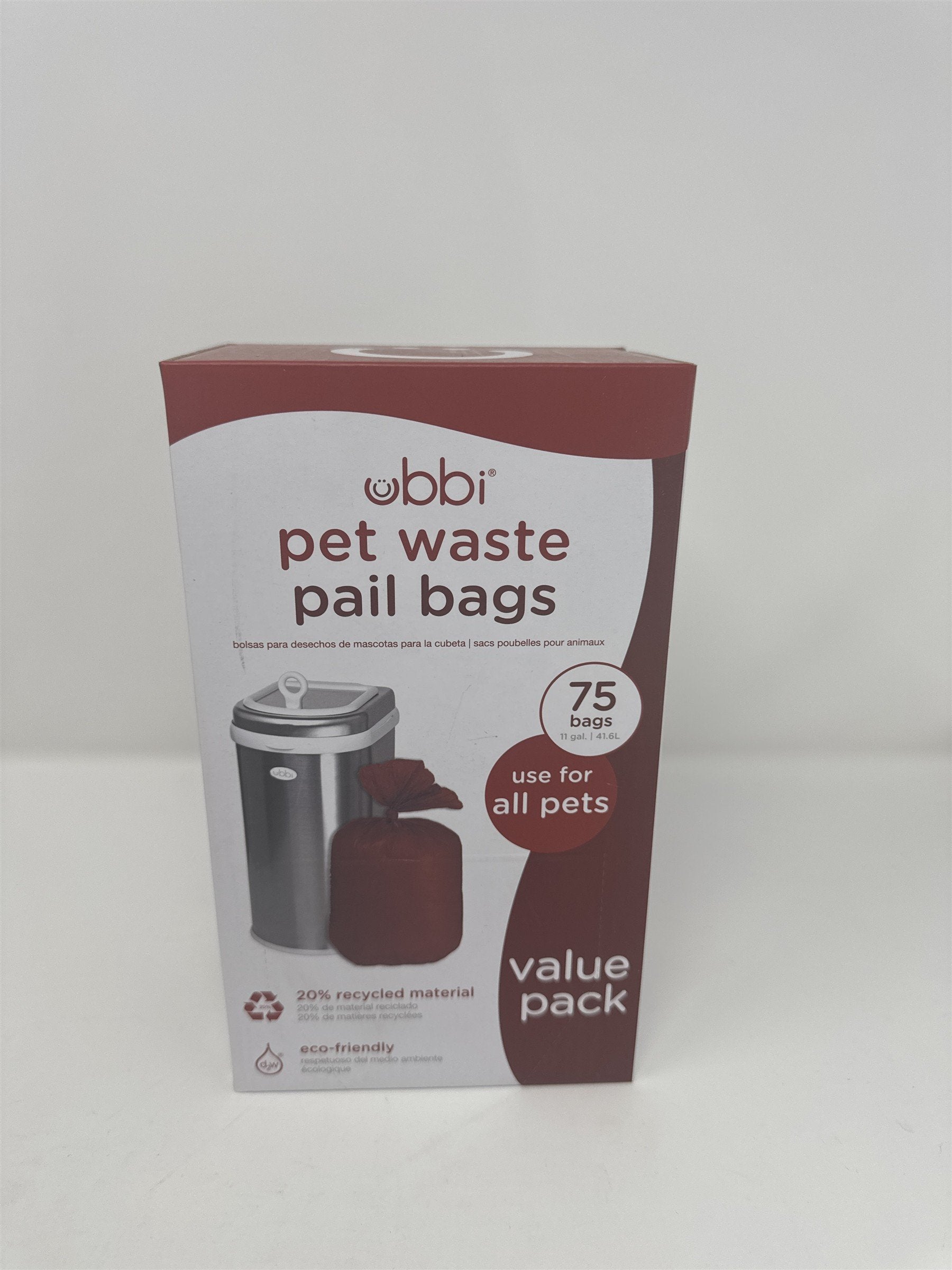 Ubbi Pet Waste Pail Bags 75 Count Value Pack 11 Gallon Eco-Friendly Recycled New