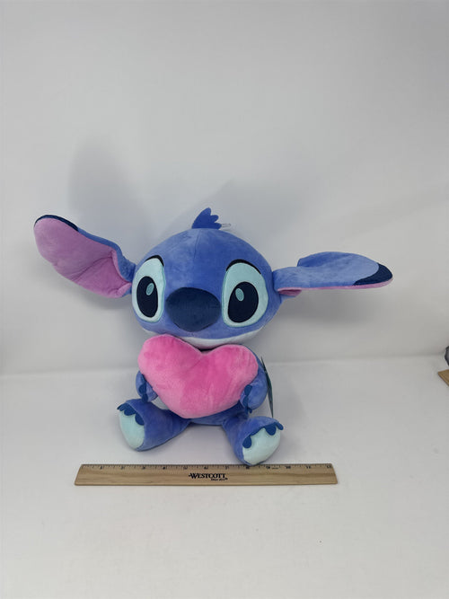 Disney Baby Stitch Plush Lilo Stitch Soft Toy Holding Pink Heart Blue Valentines