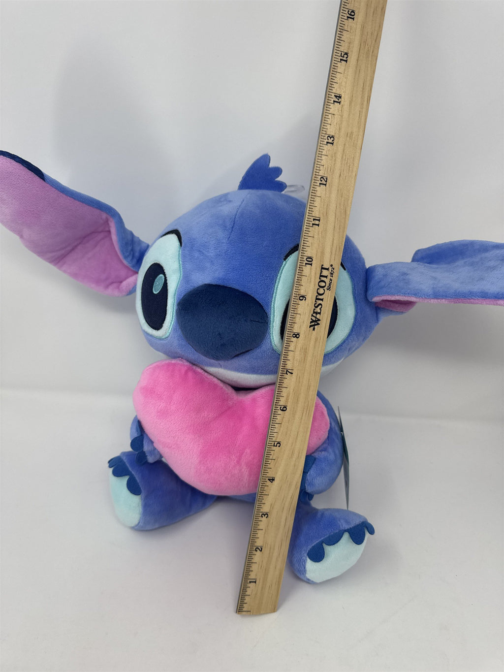 Disney Baby Stitch Plush Lilo Stitch Soft Toy Holding Pink Heart Blue Valentines