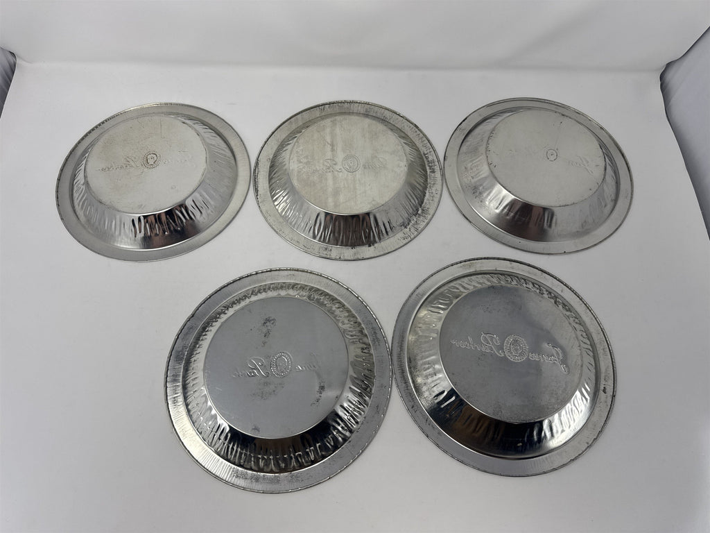 Set of 5x Vtg Jane Parke Aluminum Pie Plates 8" Metal Baking Tins Stamped Retro
