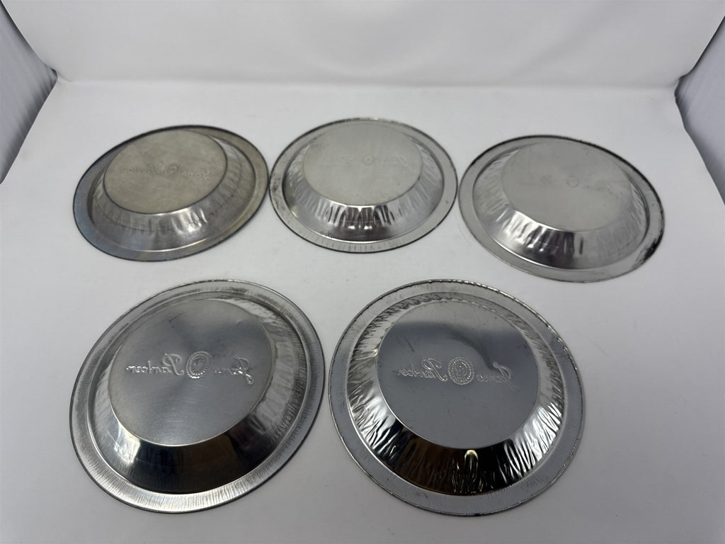 Lot of 5 Vtg Jane Parke Aluminum Pie Plates 8" Metal Baking Tins Stamped Retro