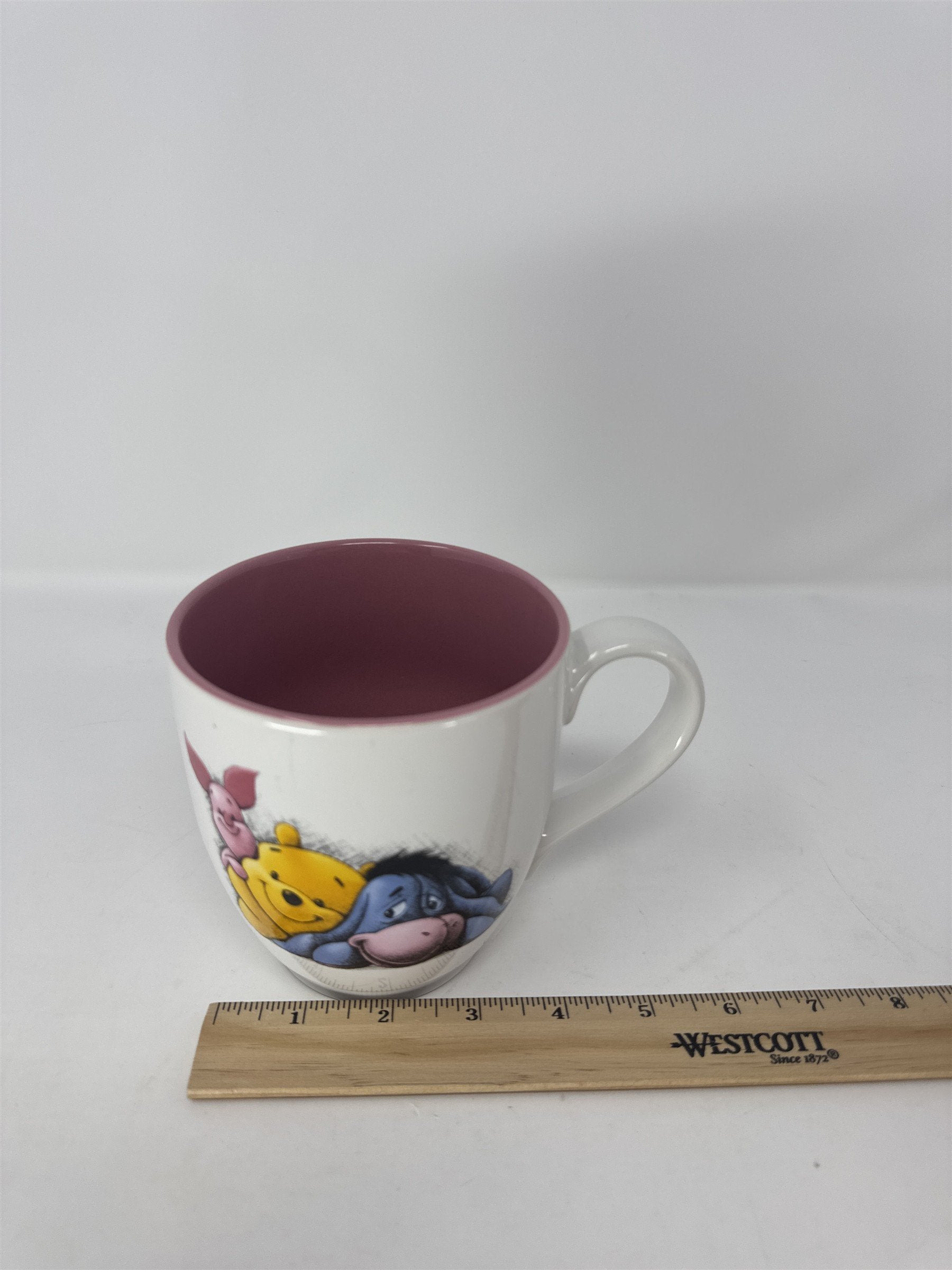 Disney Winnie the Pooh Piglet Eeyore Mug 4" Pink Interior Walt Disney World