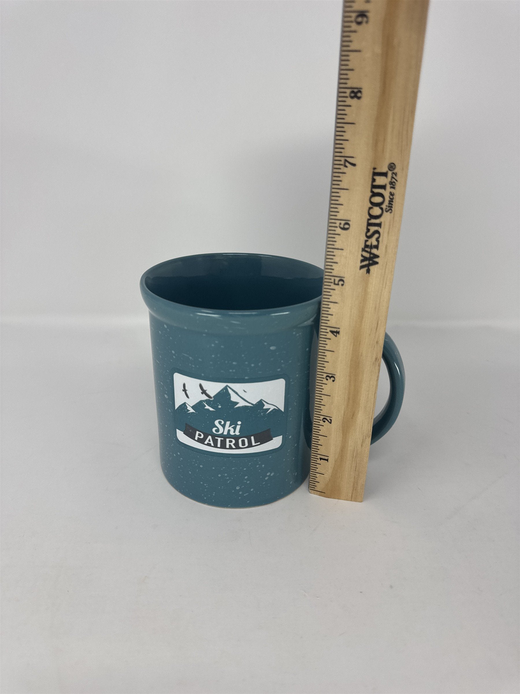 DesignPac Ski Patrol Coffee Mug Blue Speckled Camp Style Winter Skiing Gift