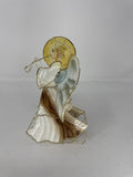 Vtg Angel Figurine Pink Shell Art Shape Metal Tea Light Holder 5"