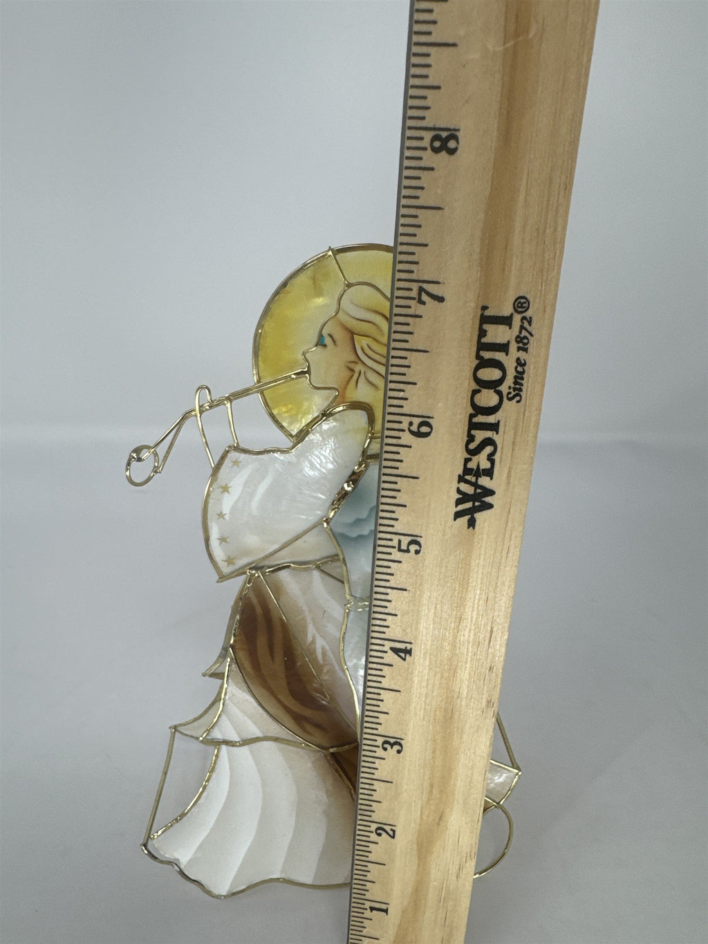Vtg Angel Figurine Pink Shell Art Shape Metal Tea Light Holder 5"