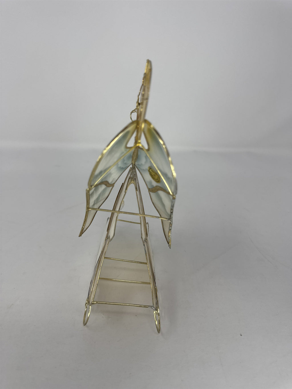 Vtg Angel Figurine Pink Shell Art Shape Metal Tea Light Holder 5"