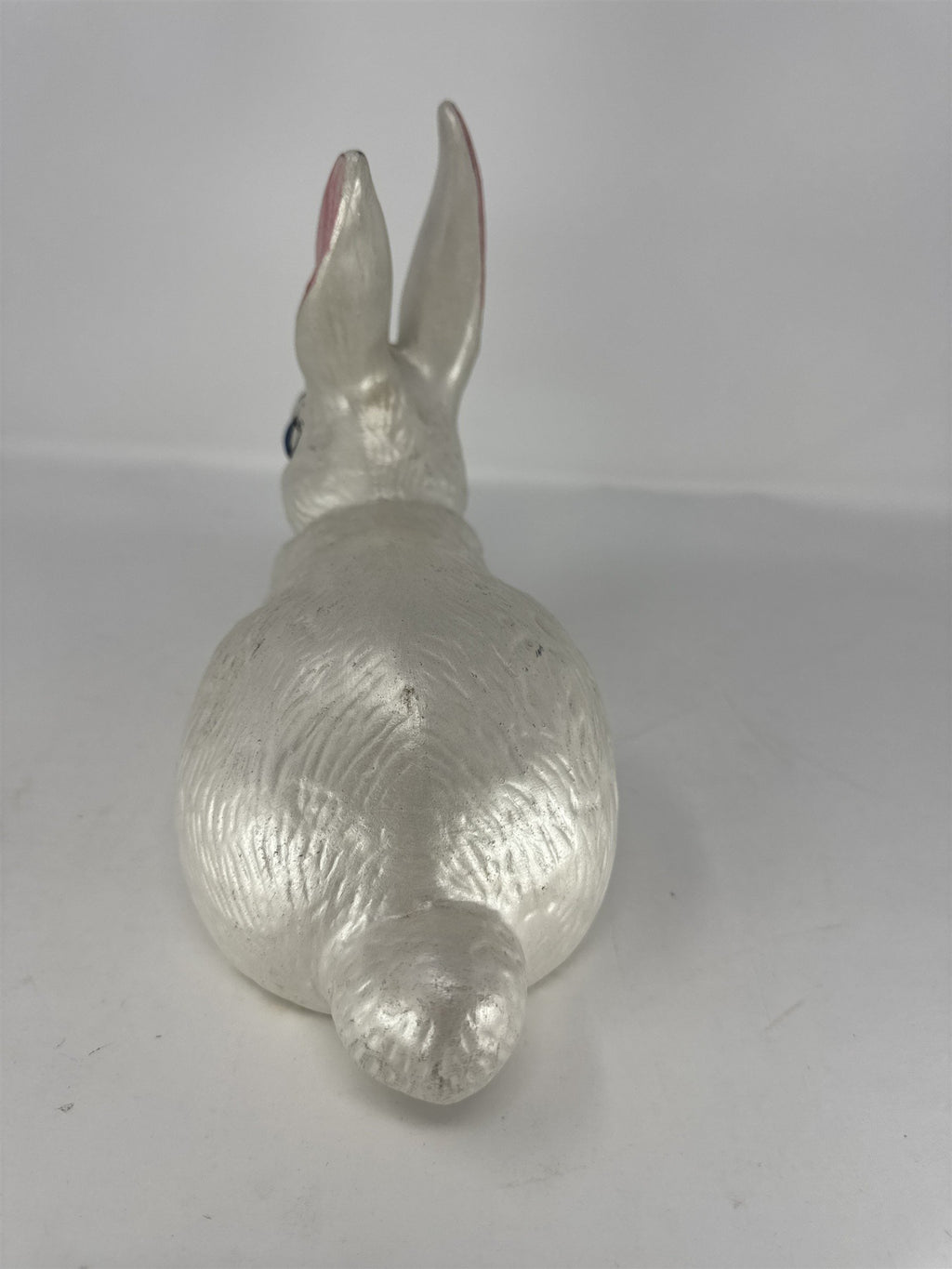Handmade Ceramic Bunny Figurine Easter Rabbit Sculpture Gray White Folk Art