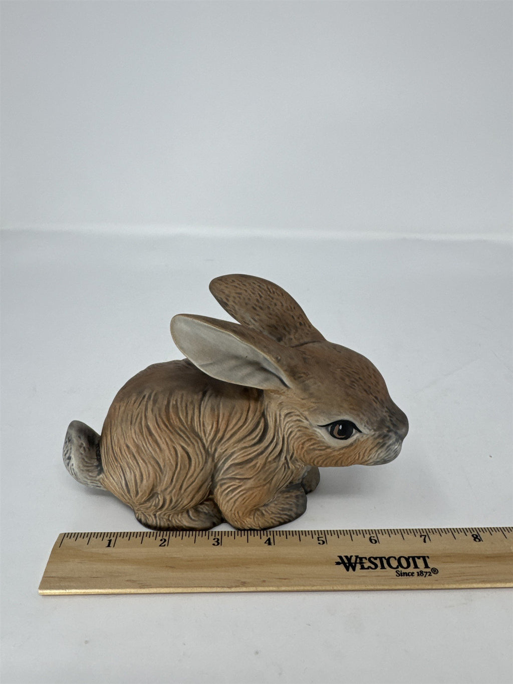 Vtg Scioto 1985 Ceramic Bunny Figurine 4.5" Easter Gray White Rabbit Sculpture