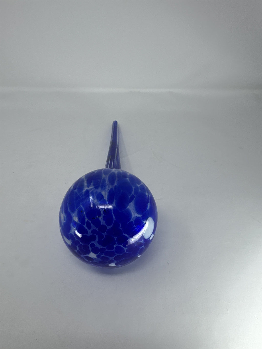 Vintage Cobalt Blue Speckled Glass Plant Watering Globe Hand Blown 12" Large
