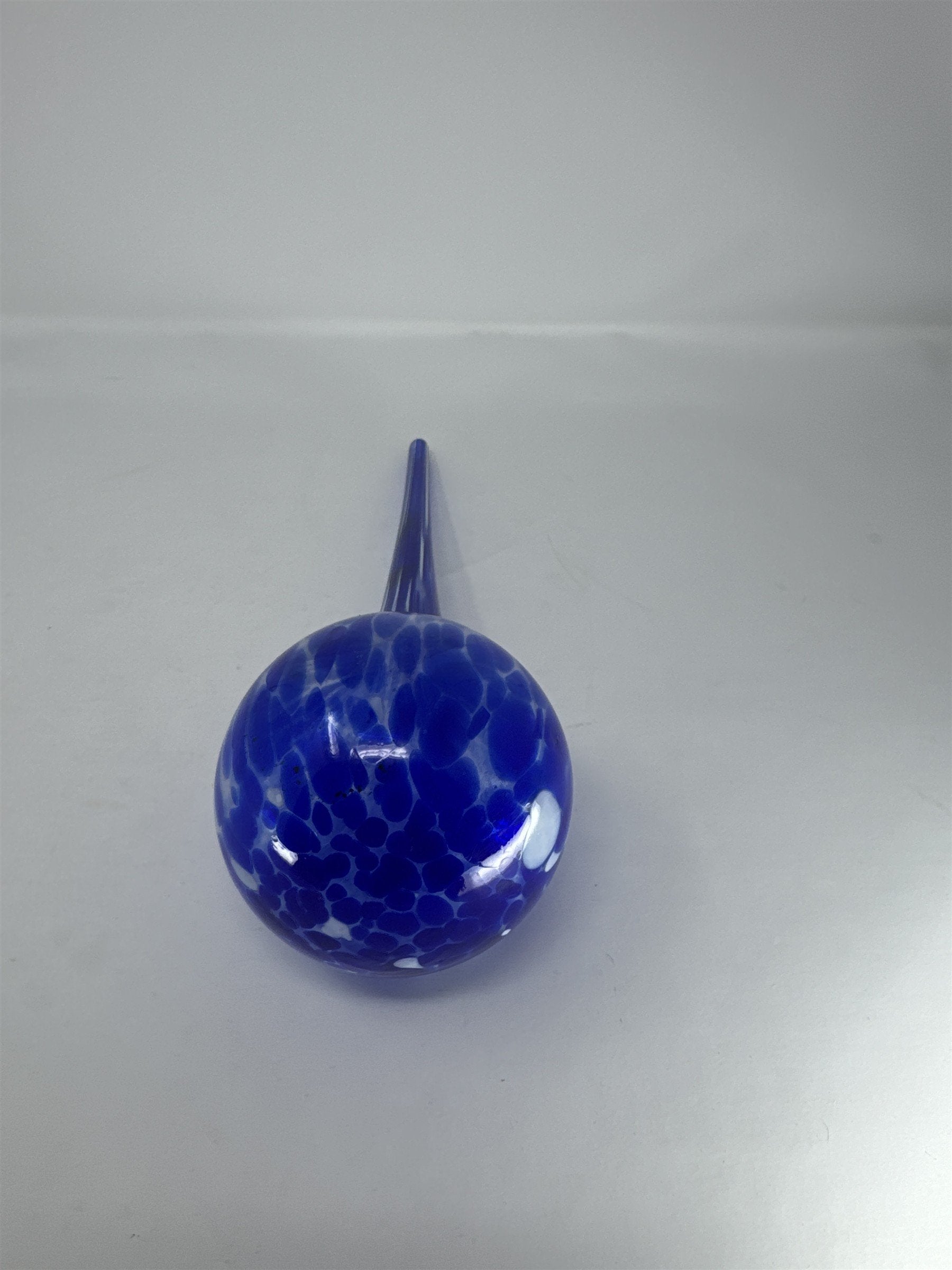 Vintage Cobalt Blue Speckled Glass Plant Watering Globe Hand Blown 12" Large
