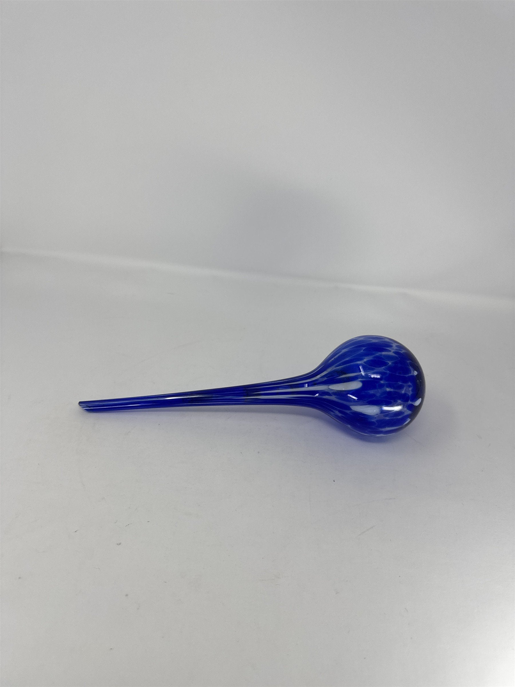 Vintage Cobalt Blue Speckled Glass Plant Watering Globe Hand Blown 12" Large