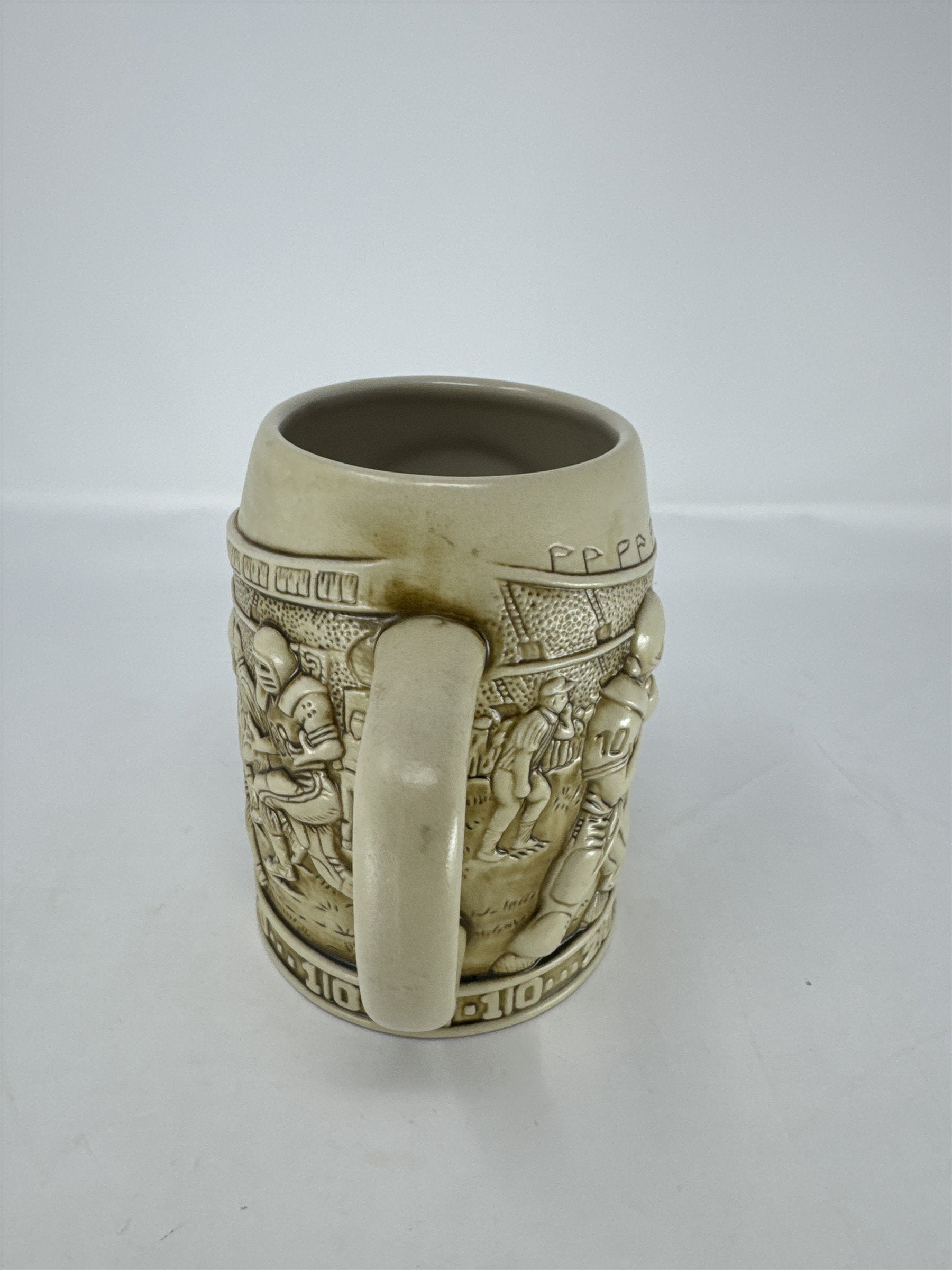 Vintage 1990s Miami Dolphins Coffee Mug 3D Embossed Crowd & Football Scene