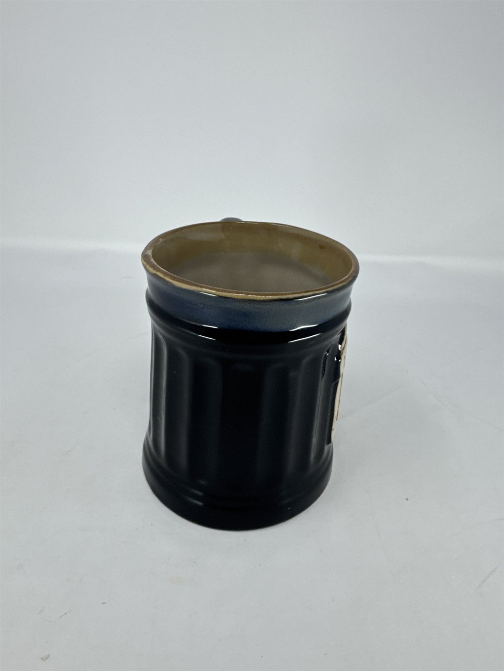 Abbey Press Teacher Mug Black Stoneware Blue Drip Glaze Apple on Book