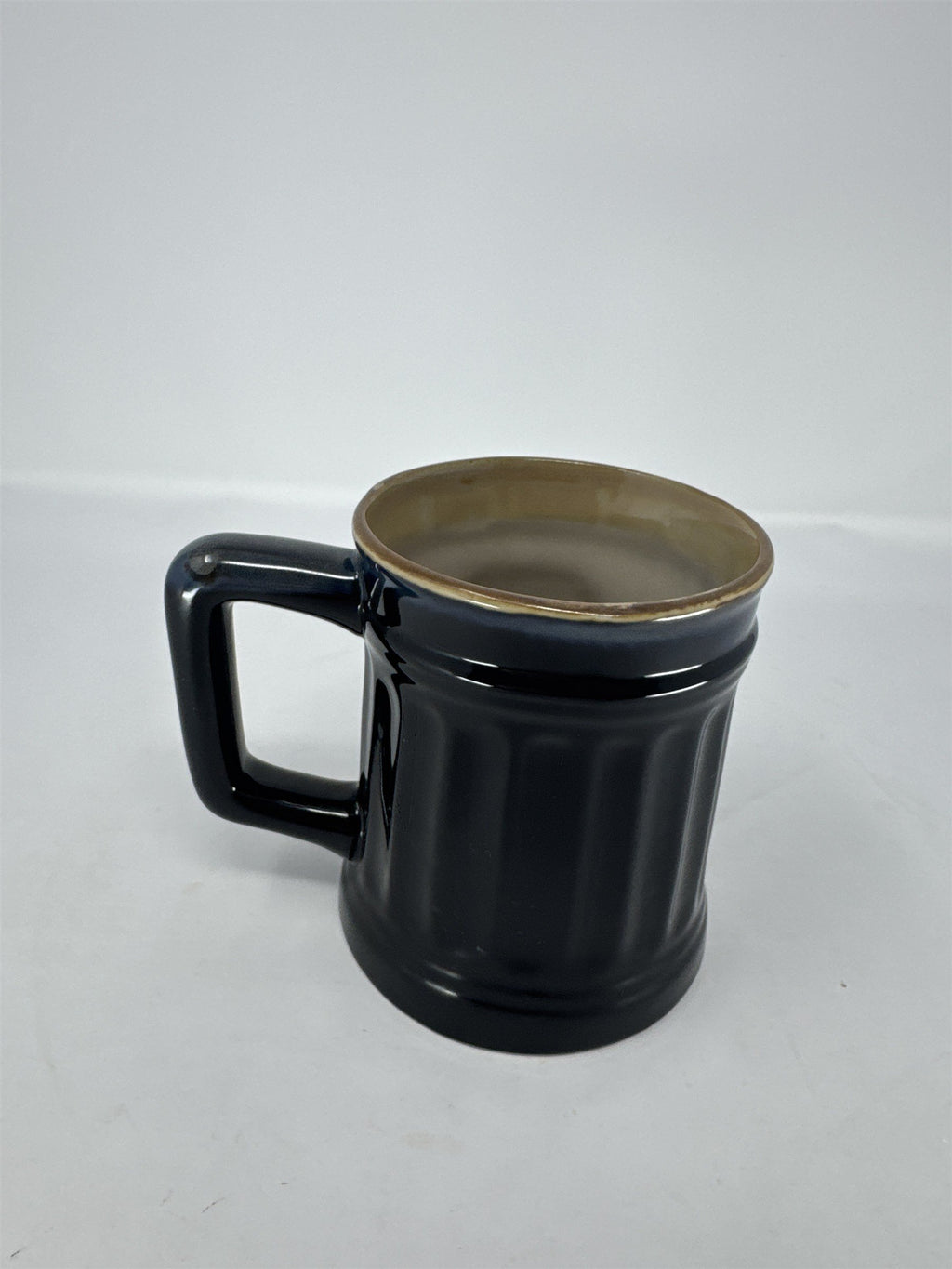 Abbey Press Teacher Mug Black Stoneware Blue Drip Glaze Apple on Book