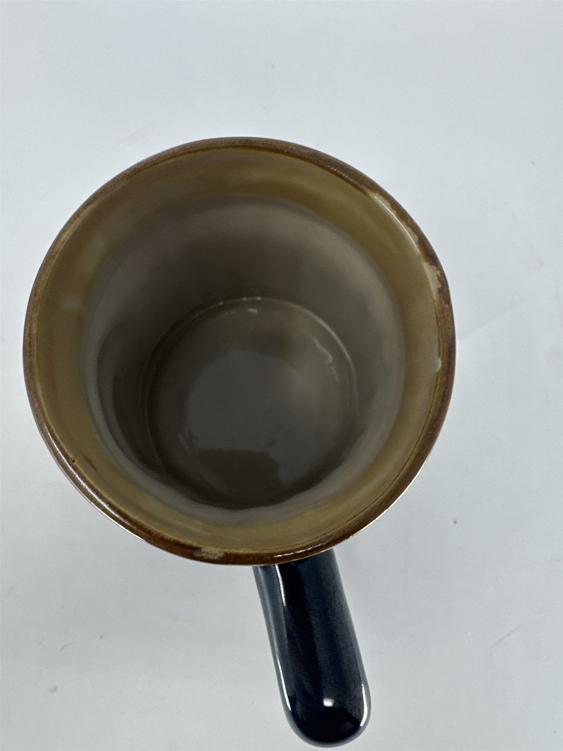 Abbey Press Teacher Mug Black Stoneware Blue Drip Glaze Apple on Book
