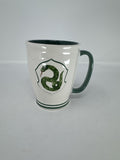Rae Dunn Harry Potter Slytherin Mug Magenta White Green Serpent Snake Crest