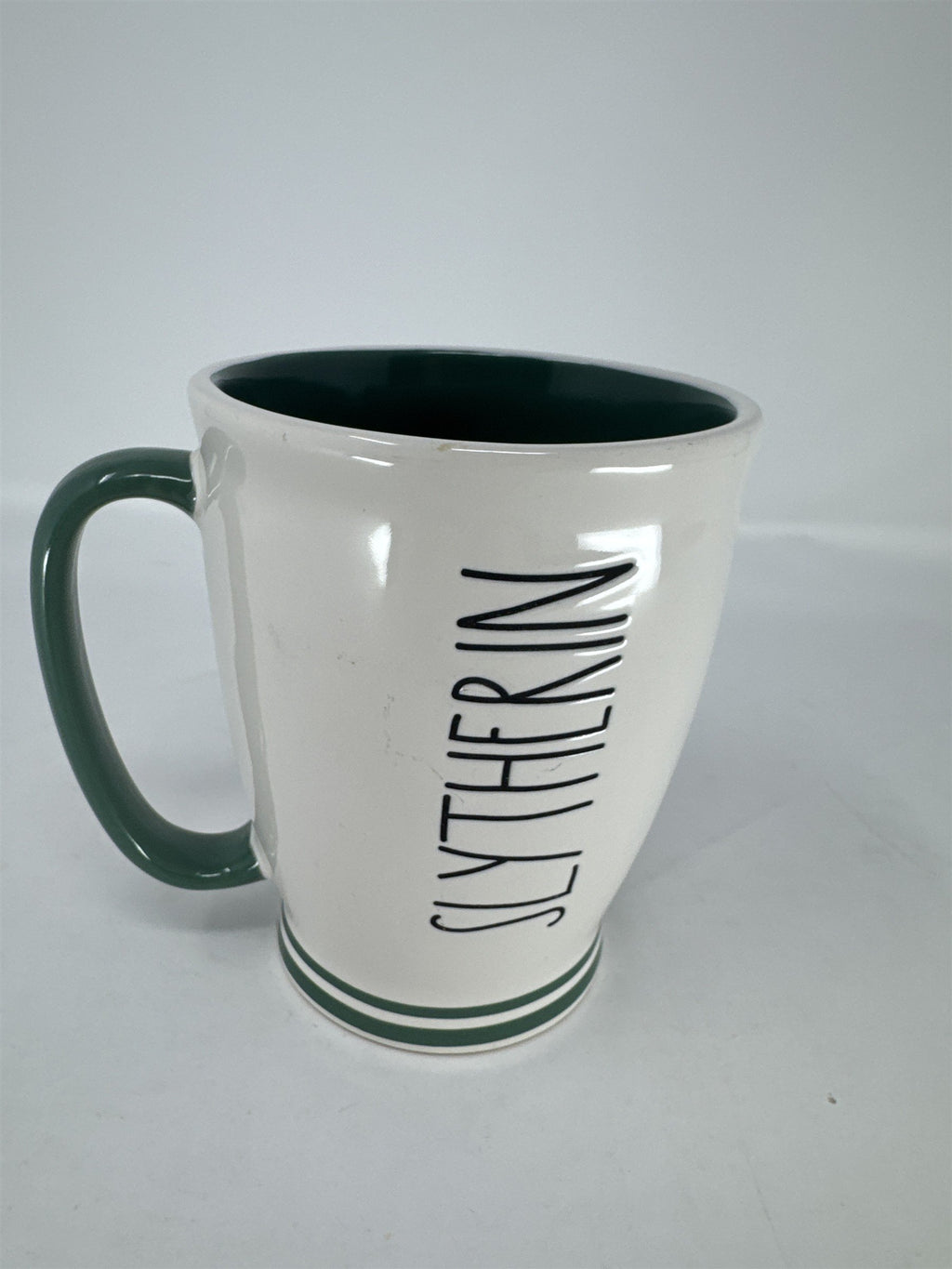 Rae Dunn Harry Potter Slytherin Mug Magenta White Green Serpent Snake Crest