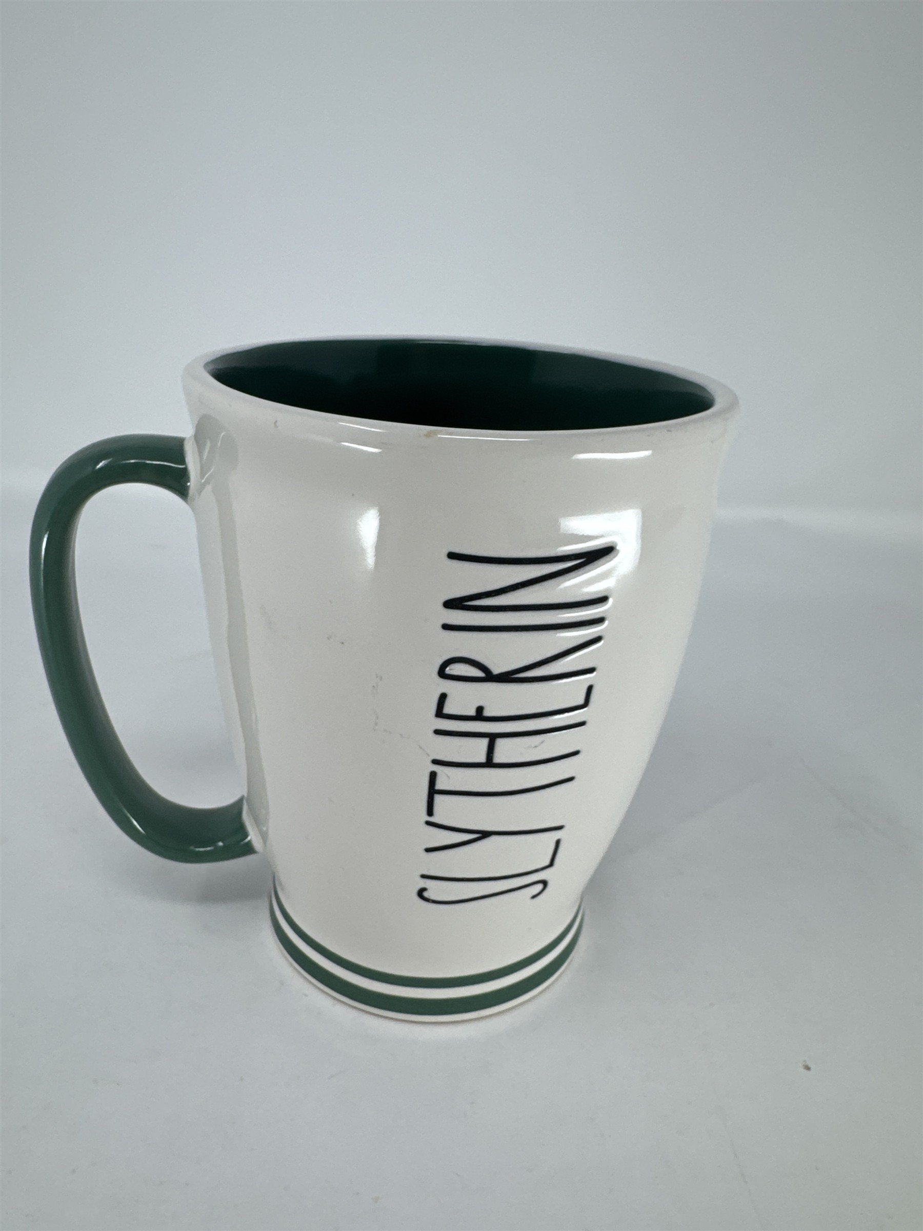 Rae Dunn Harry Potter Slytherin Mug Magenta White Green Serpent Snake Crest