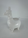 White Ceramic Llama Votive Candle Holder Glazed Porcelain Figurine Planter READ