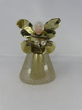 Vintage Holt Howard Ceramic Angel Tree Topper Gold Foil Wings Mesh Netting MCM