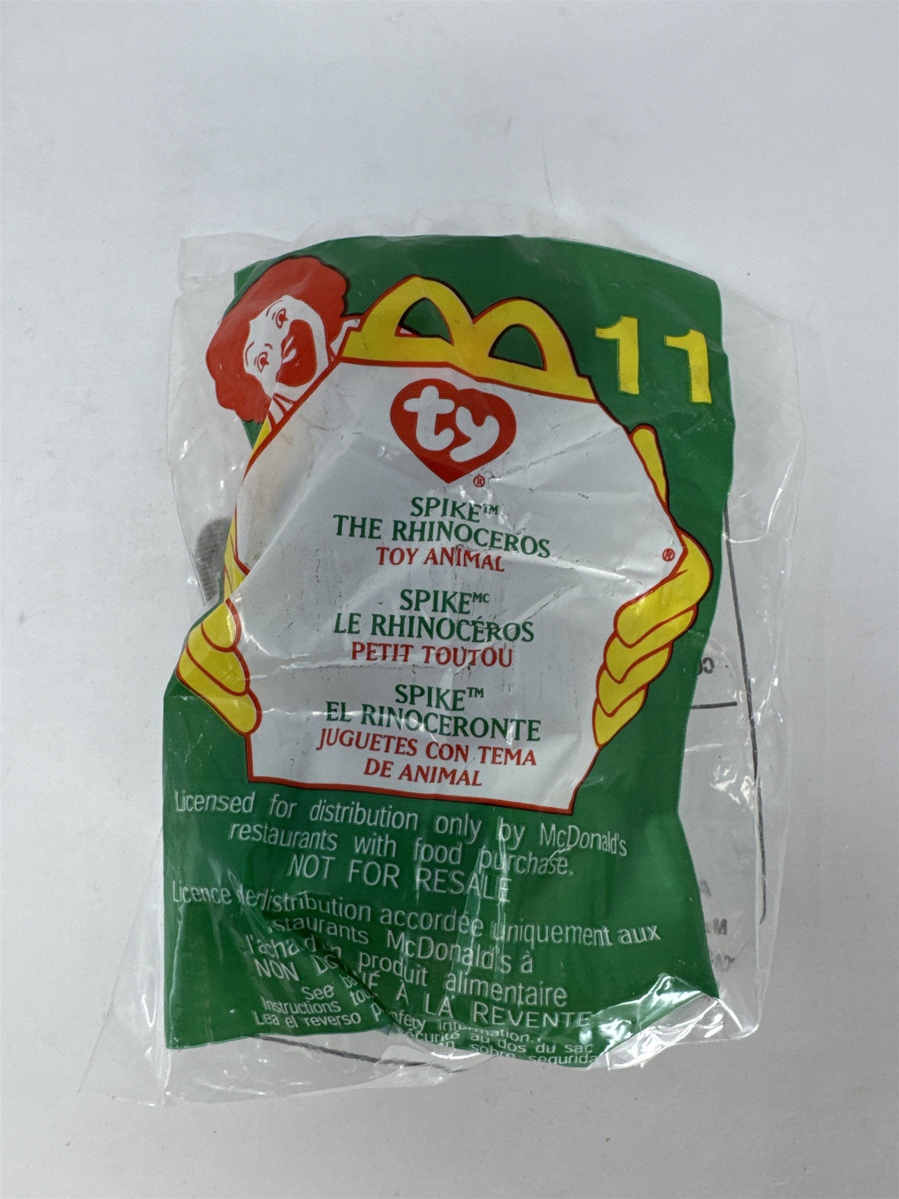 Vintage Ty McDonald's Teenie Beanie Spike the Rhino Plush Toy #11 New 2000