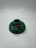 Vintage Lefton Holly Berry Ceramic Candle Holder Christmas Wreath Green Red