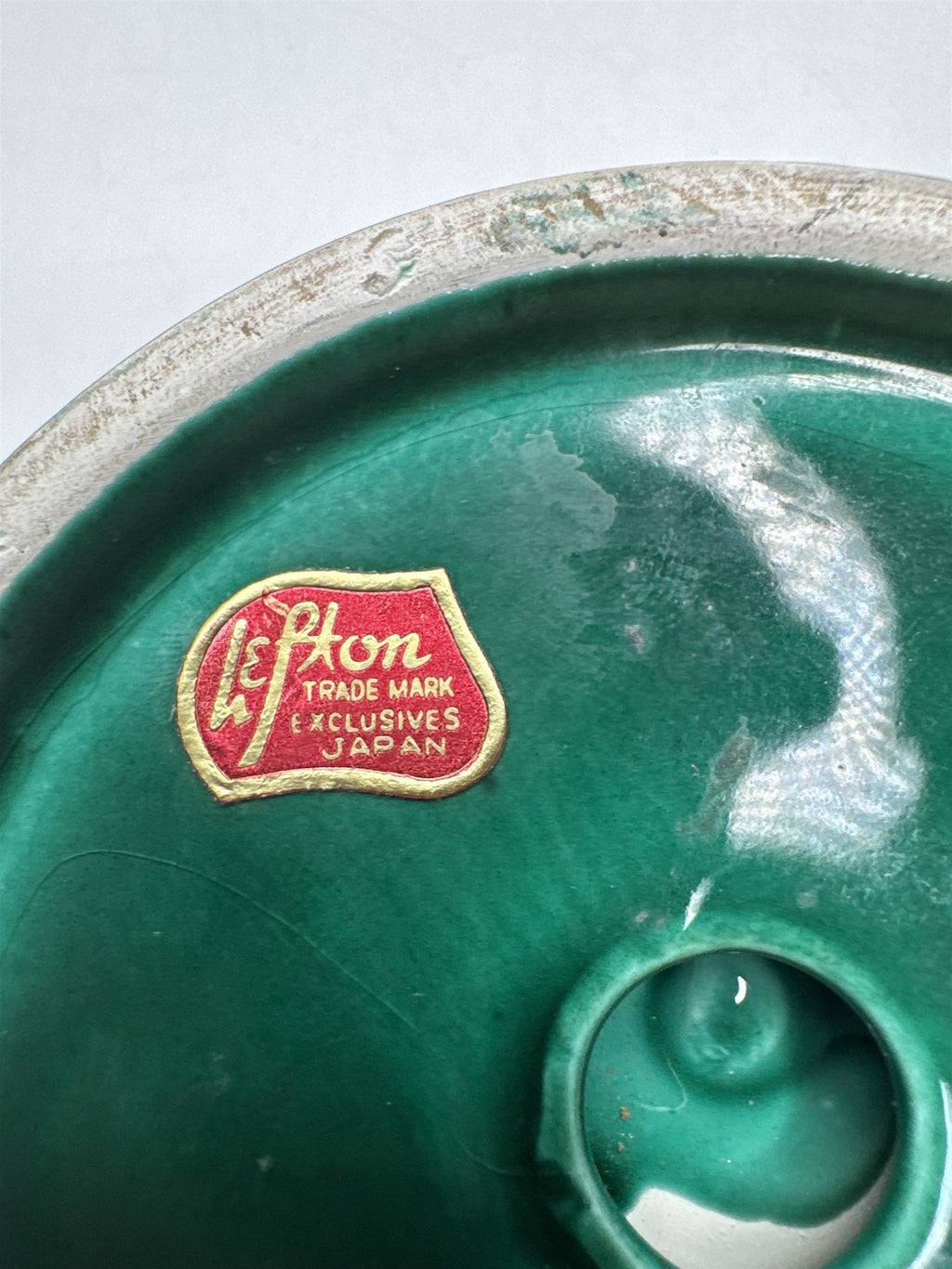 Vintage Lefton Holly Berry Ceramic Candle Holder Christmas Wreath Green Red