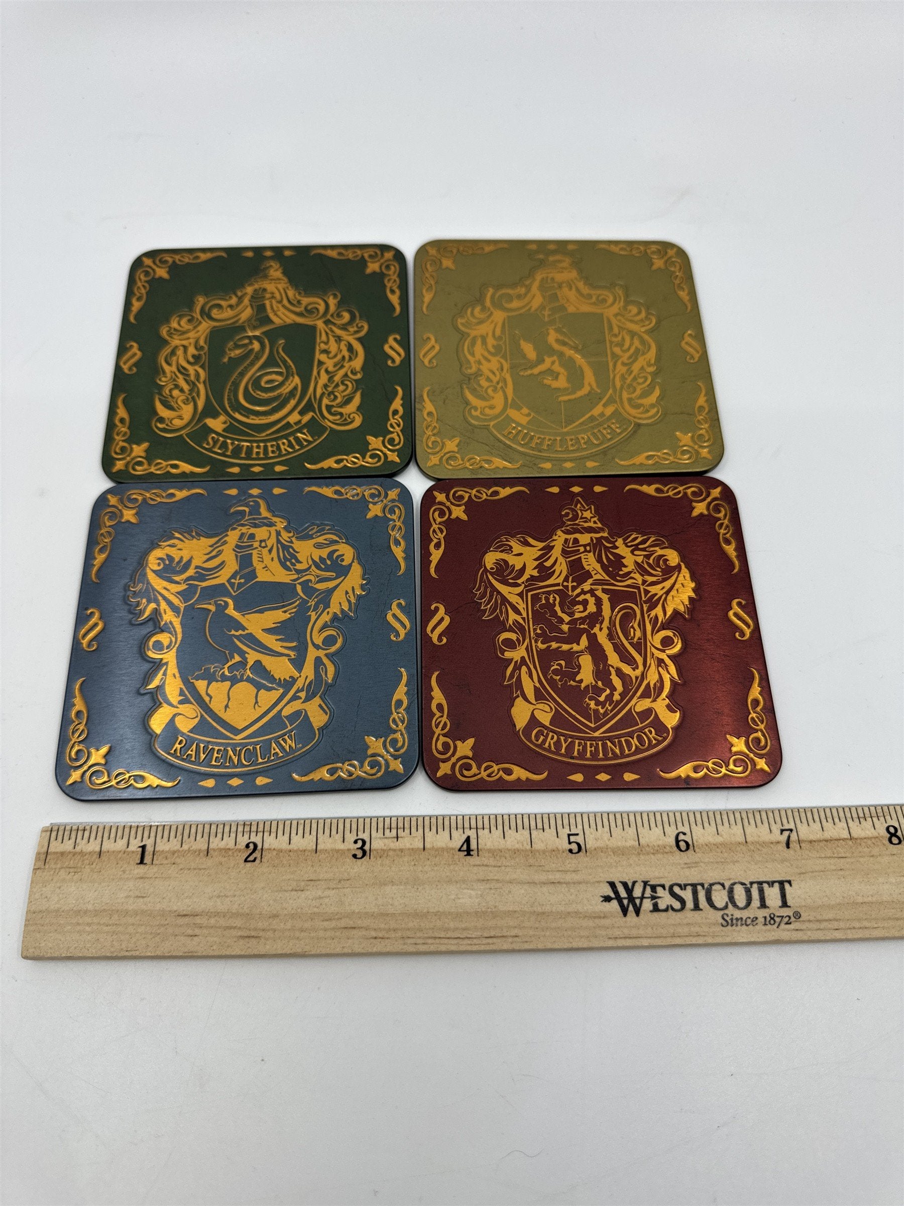 Harry Potter Hogwarts School Crest Set of 4 Metal Fronted Coasters