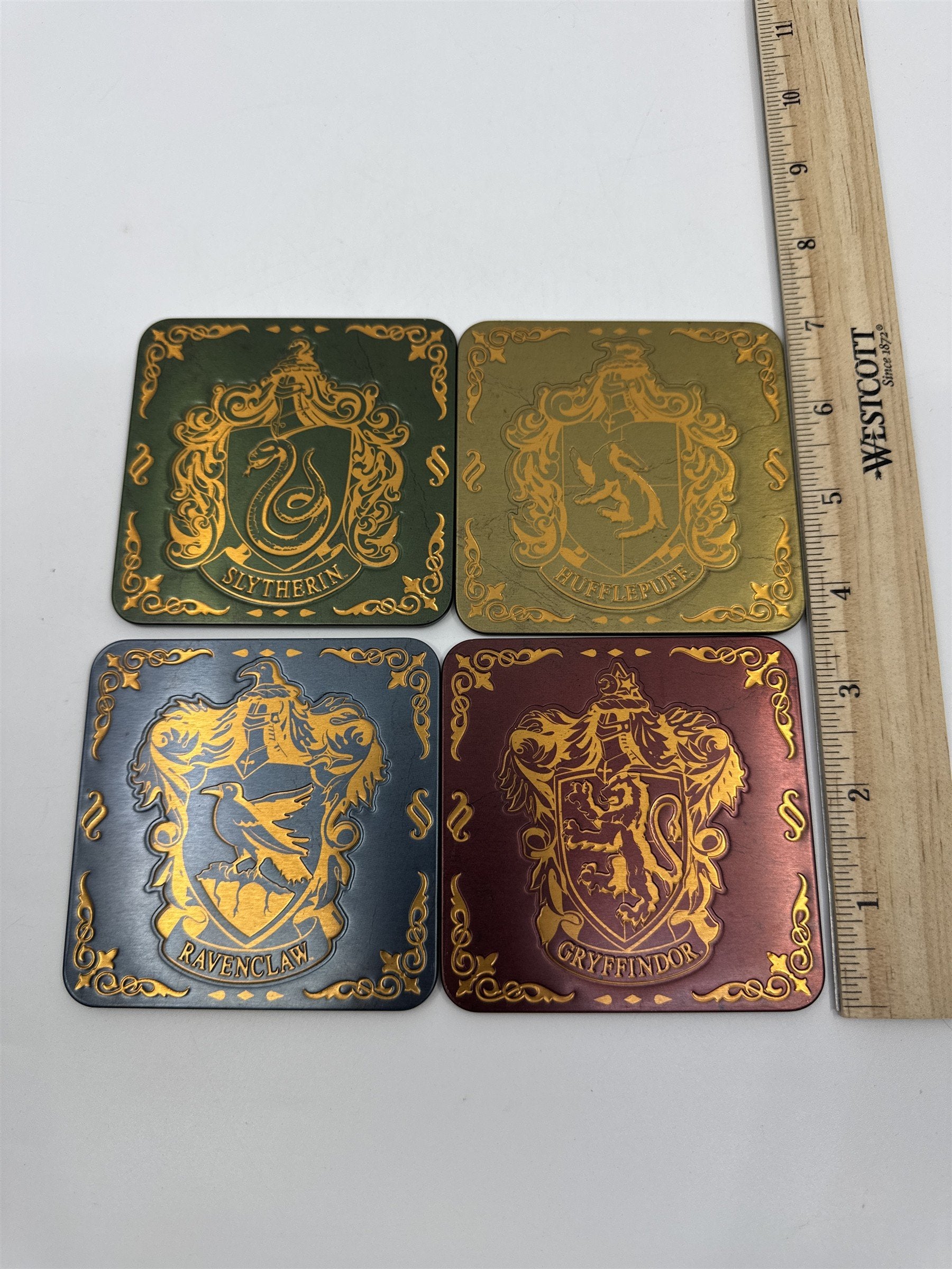 Harry Potter Hogwarts School Crest Set of 4 Metal Fronted Coasters