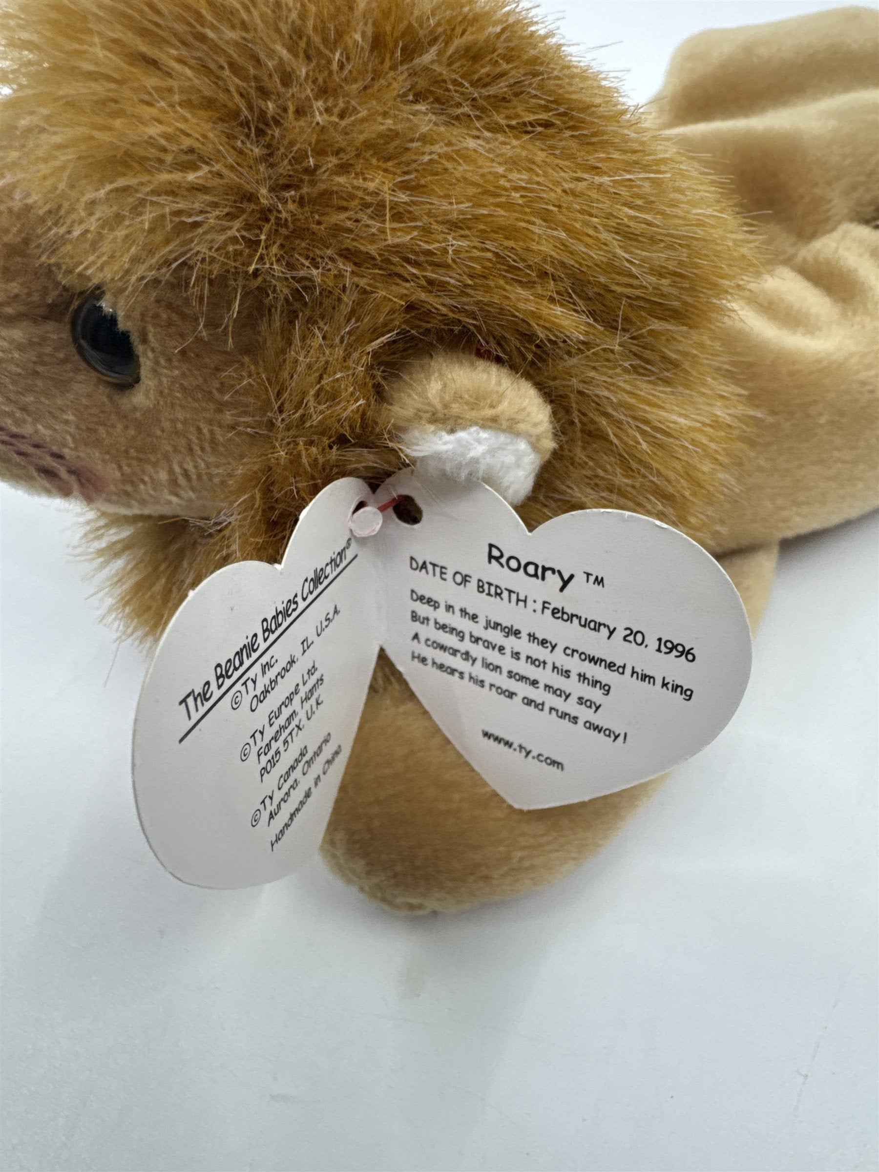 TY Beanie Baby Stuffed Animal Roary The Lion 1996