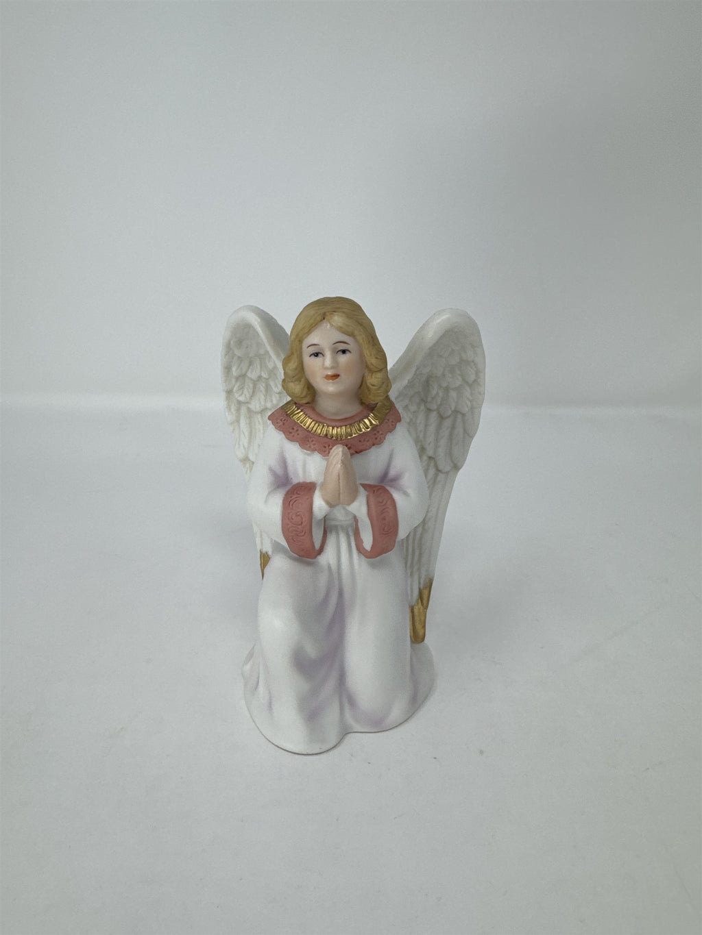 Homco Home Interiors Porcelain Angel Figurine 5606 Praying Star Pink Dress Vtg