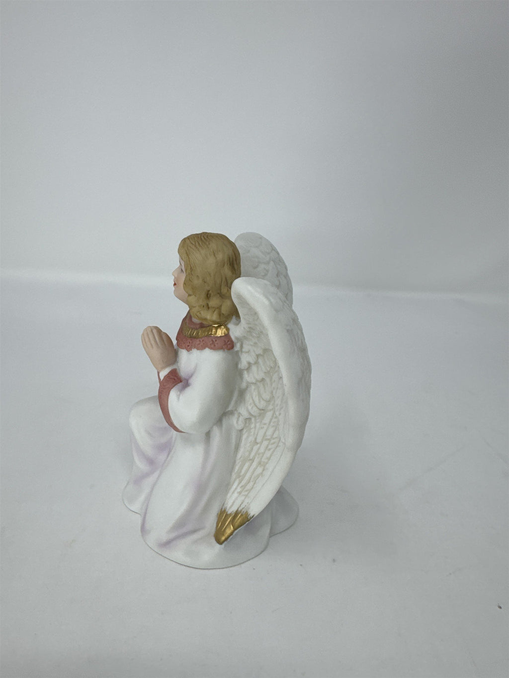 Homco Home Interiors Porcelain Angel Figurine 5606 Praying Star Pink Dress Vtg