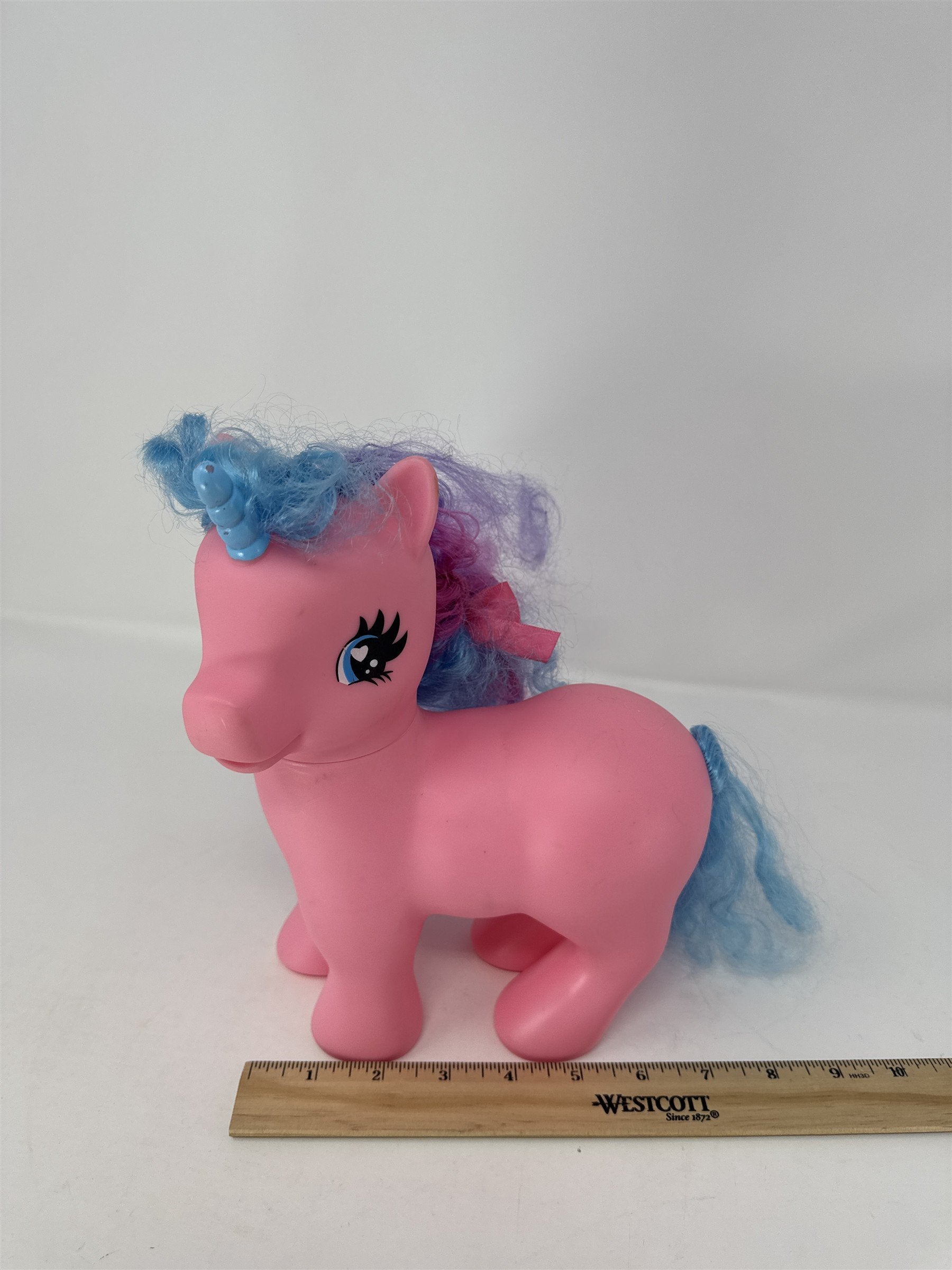 Large 9" Pink Unicorn Pony Figure Rainbow Cloud Rubber Blue Purple Hair