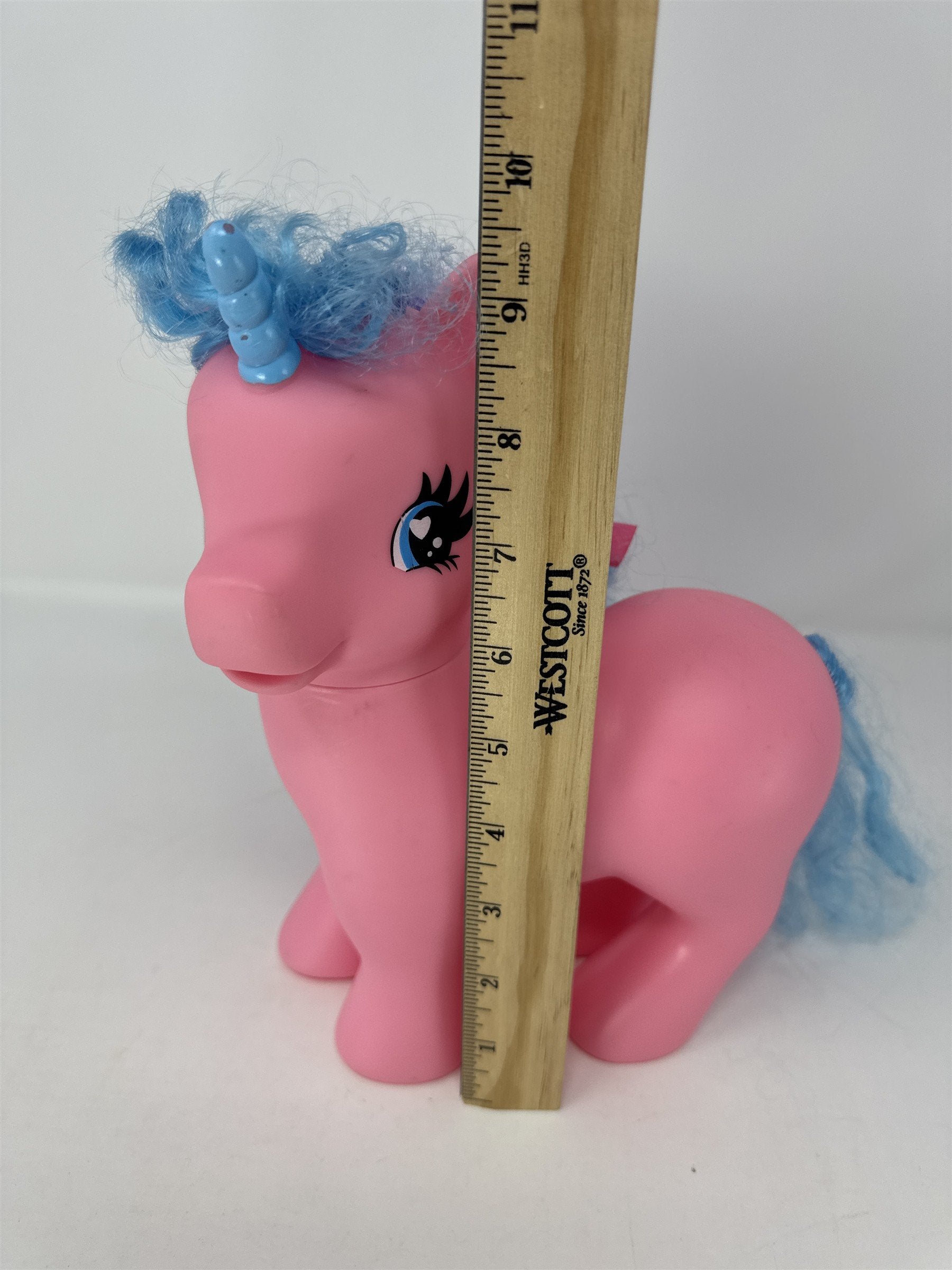 Large 9" Pink Unicorn Pony Figure Rainbow Cloud Rubber Blue Purple Hair