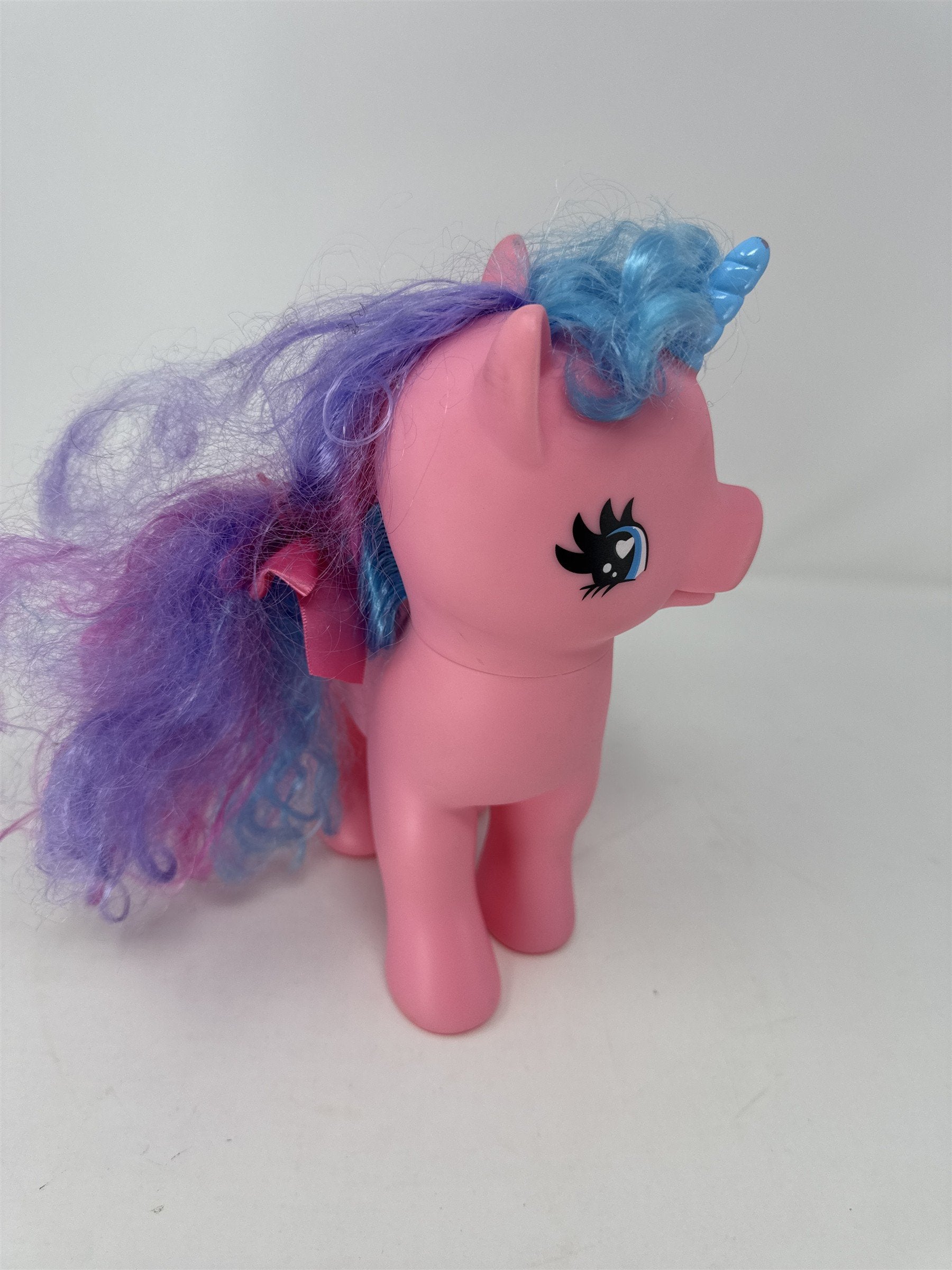 Large 9" Pink Unicorn Pony Figure Rainbow Cloud Rubber Blue Purple Hair