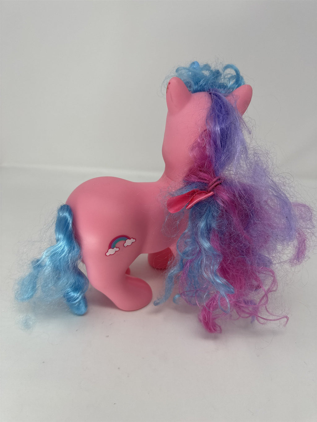 Large 9" Pink Unicorn Pony Figure Rainbow Cloud Rubber Blue Purple Hair